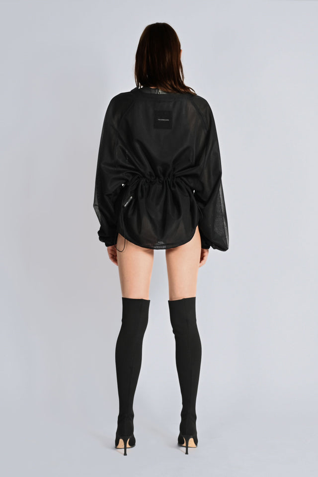 Utility Net Crew Long Sleeve Top - Black