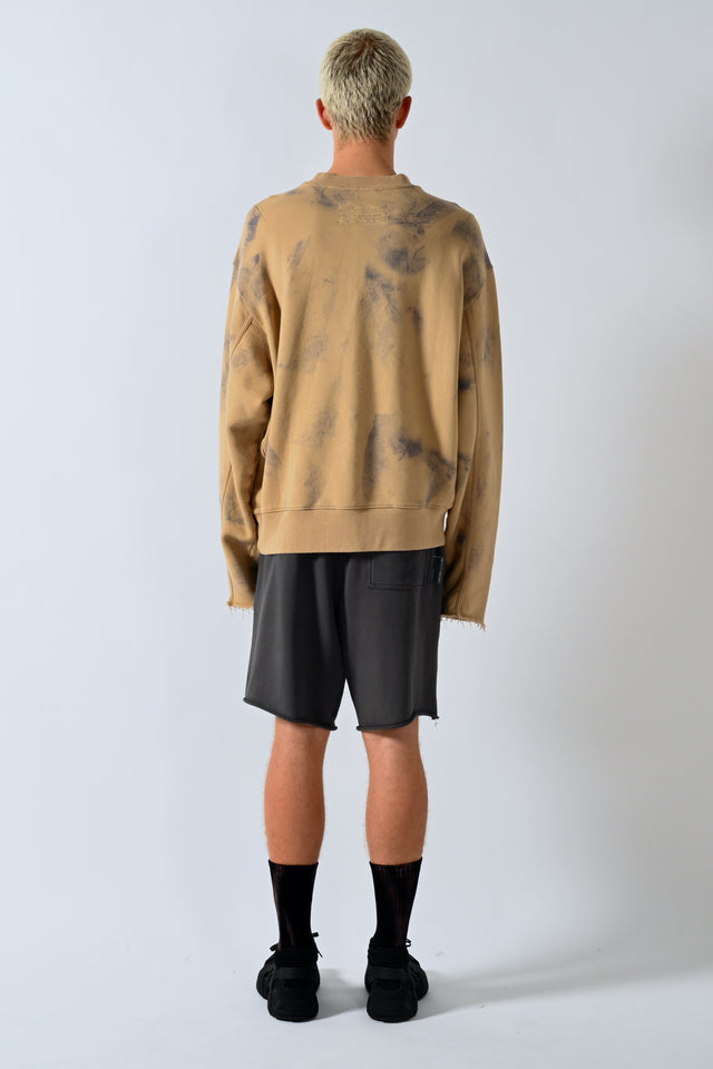 Cut Off Crew Sweater - Ash Brown Spray