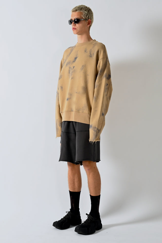 Cut Off Crew Sweater - Ash Brown Spray