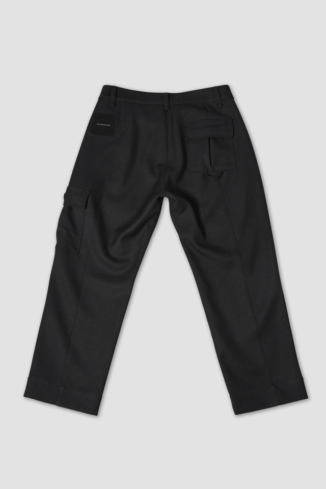 Pantalon cargo à patch plissé en mérinos Piston - Noir