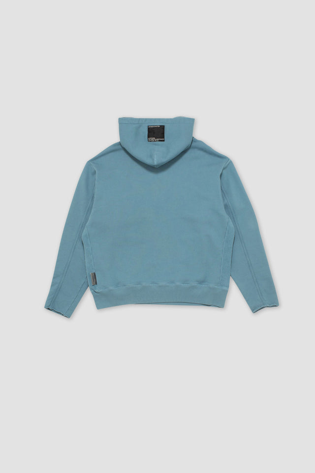Waves Per Hour Cut Off Hooded Sweater - Ocean Blue