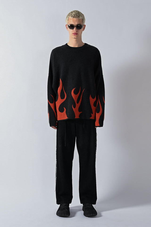 Merino Flame Knitted Sweater - Red