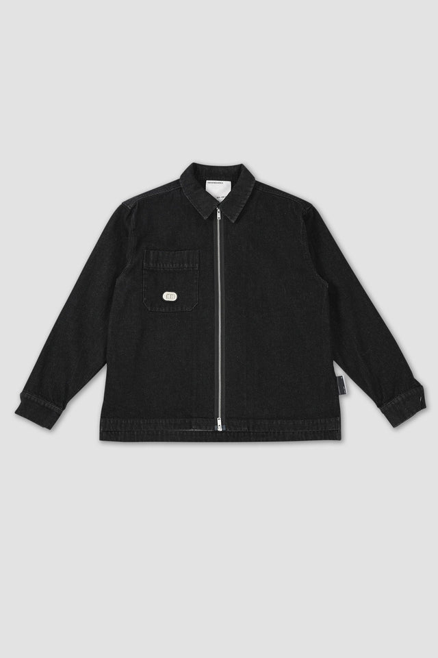 Denim Drop Shirt Jacket - Black