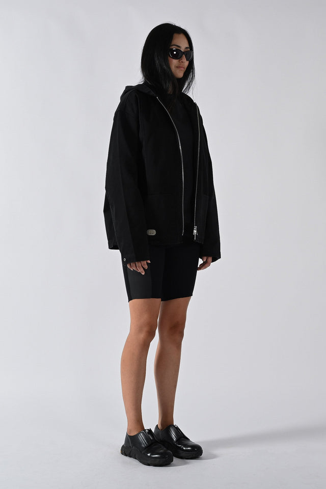 Lamination Hooded Jacket - Black