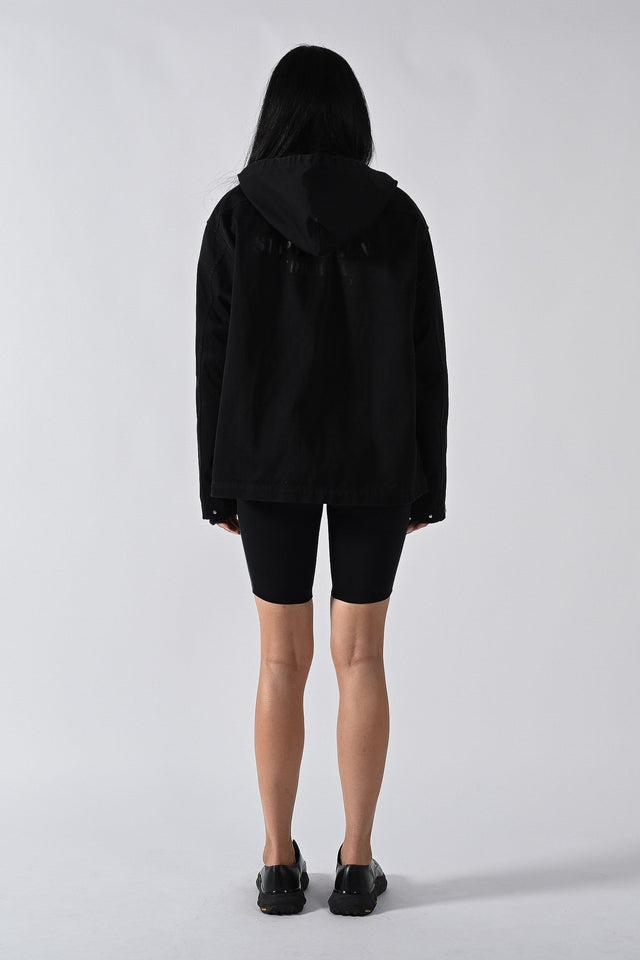 Lamination Hooded Jacket - Black