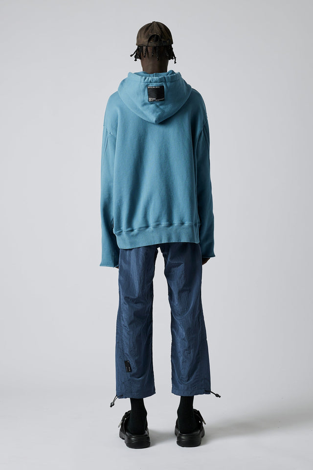 Waves Per Hour Cut Off Hooded Sweater - Ocean Blue