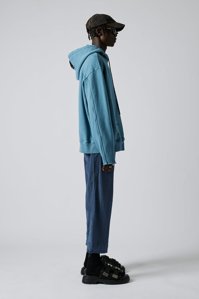 Waves Per Hour Cut Off Hooded Sweater - Ocean Blue