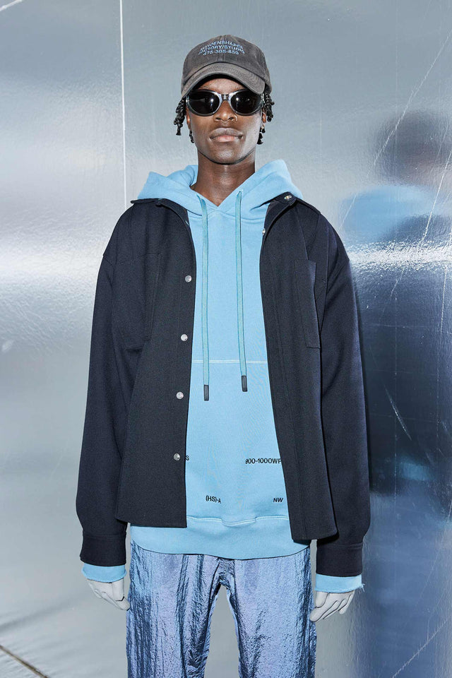 Waves Per Hour Cut Off Hooded Sweater - Ocean Blue